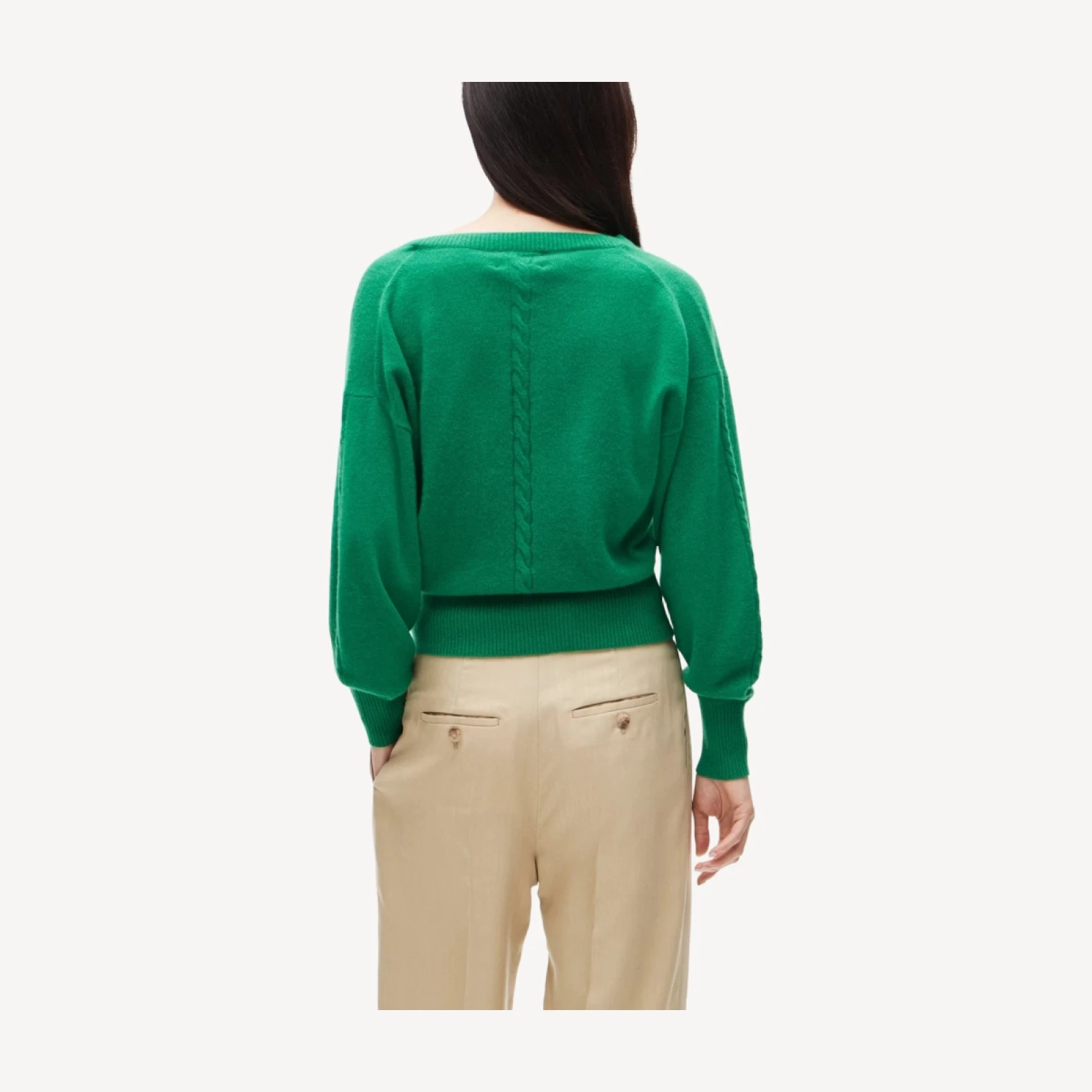 Cashmere V-neck sweater with removable scarf