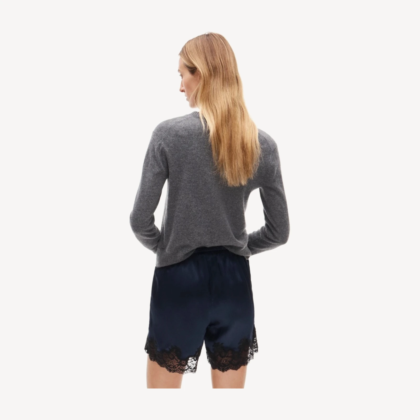 Cosmo lace-trim short in luster charmeuse