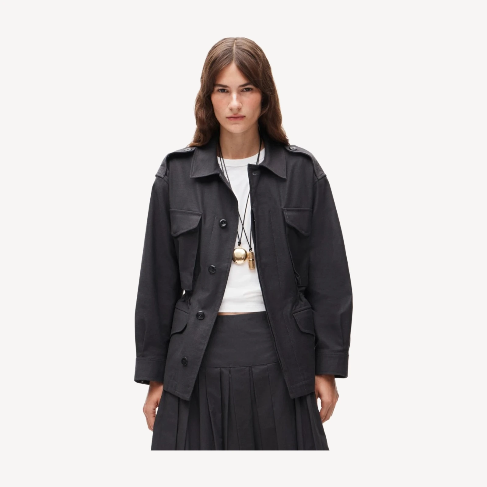Utility shirt-jacket in cotton sateen