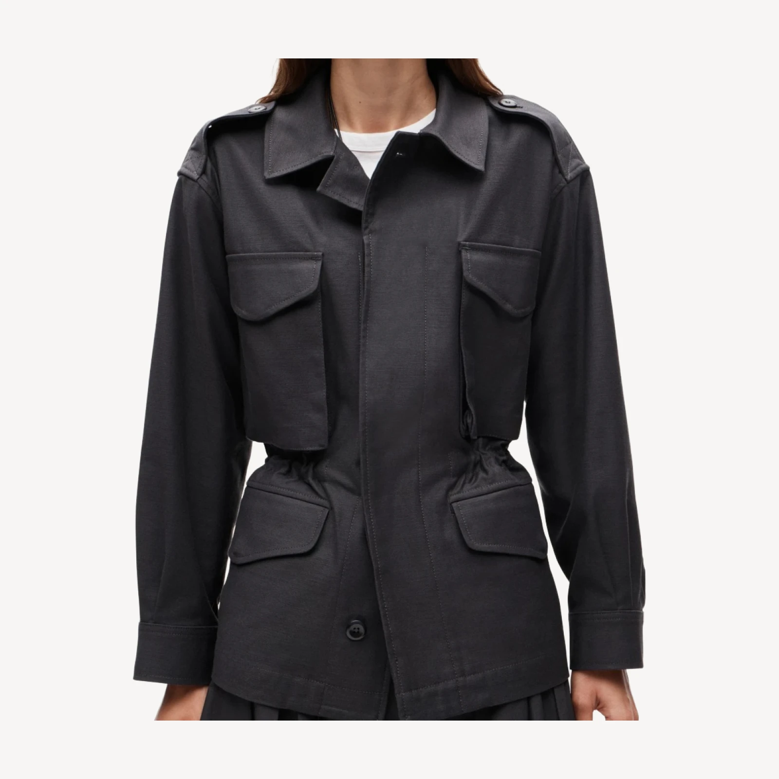 Utility shirt-jacket in cotton sateen