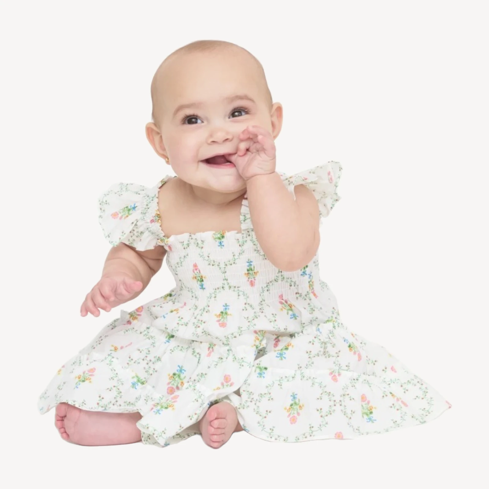 The Baby Ellie Nap Dress - Pastel Trellis