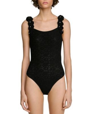 Sandro Venise Beaded Rosette Knit Bodysuit