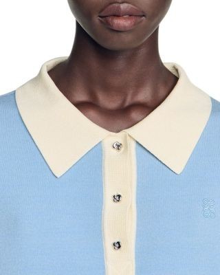 Sandro Megan Wool Blend Polo Sweater