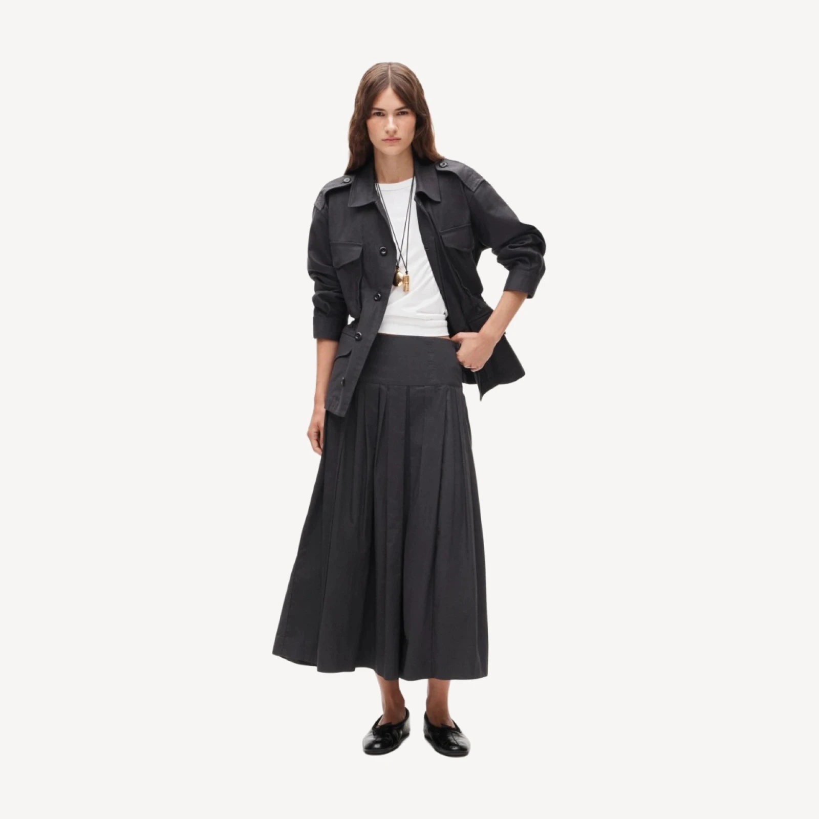 Utility shirt-jacket in cotton sateen