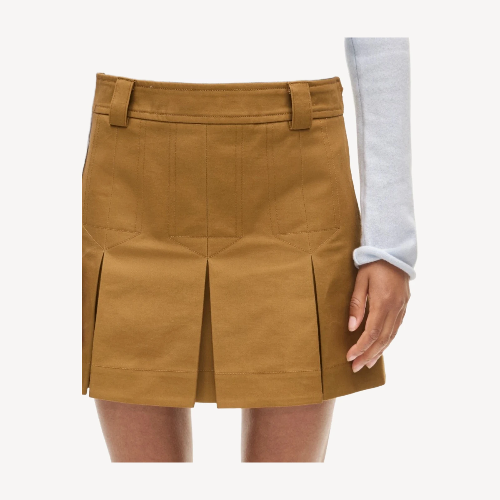Pleated mini skirt in double poplin