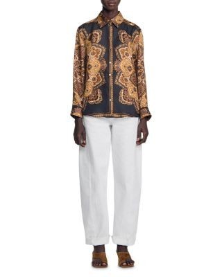 Sandro Harlow Silk Scarf Print Shirt