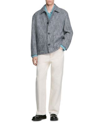 Sandro Marl Effect Wool Twill Work Jacket