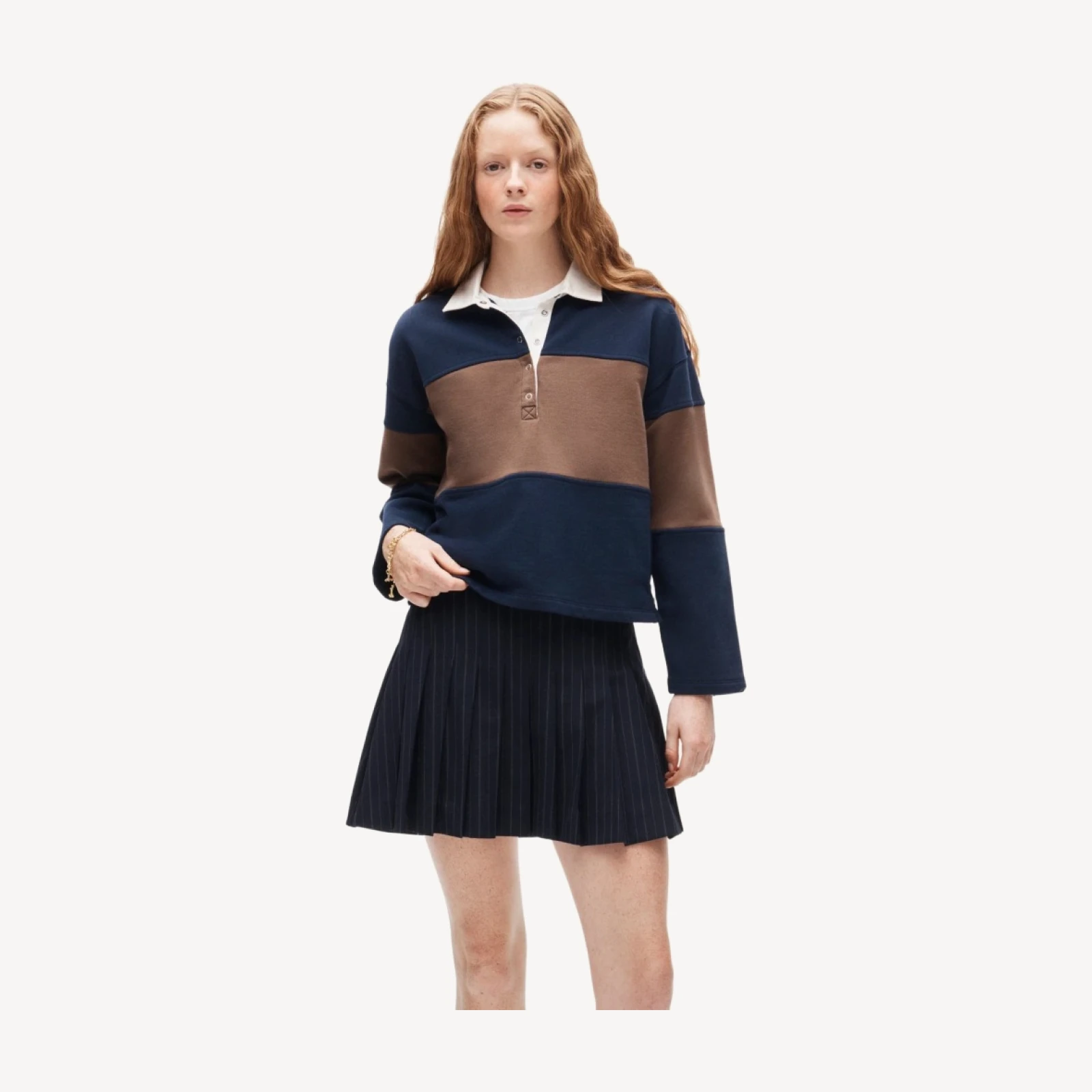 Vintage fleece rugby sweatshirt in stripe