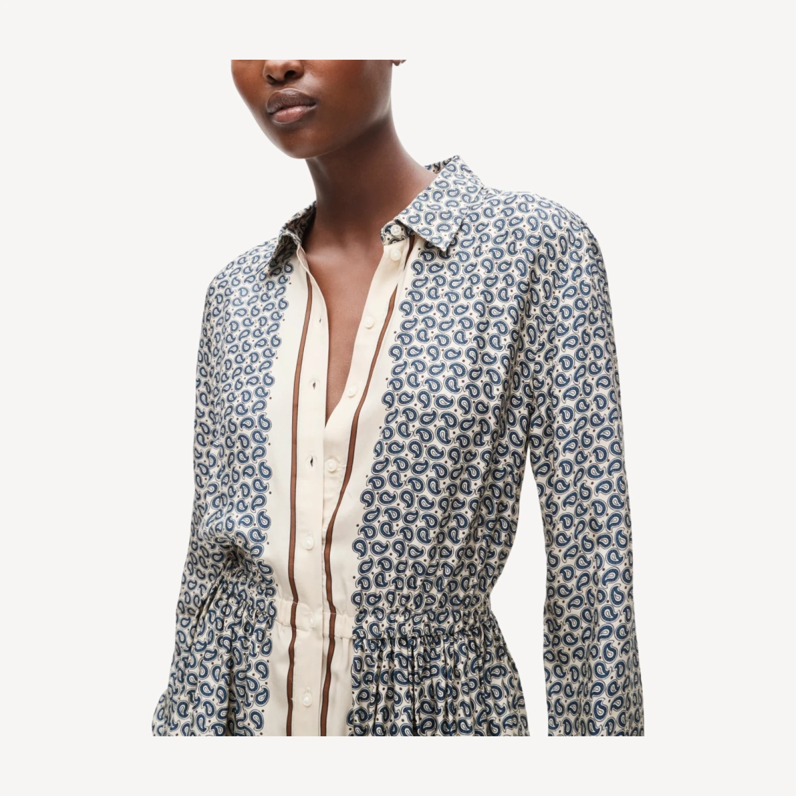 Drapey shirt-dress in scarf-print viscose twill