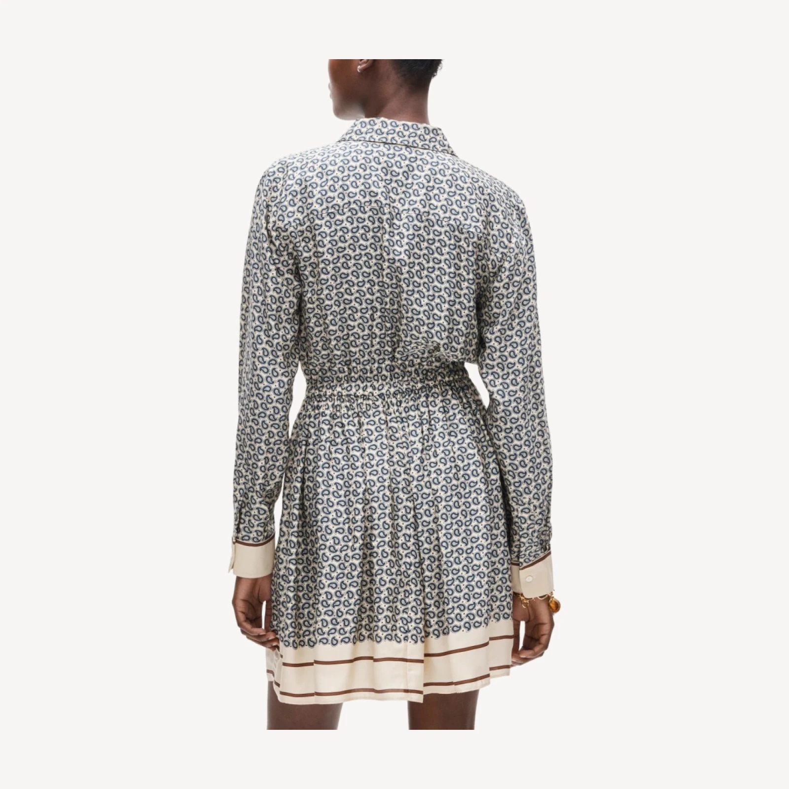 Drapey shirt-dress in scarf-print viscose twill