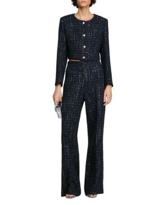 Sandro Ophelie Tweed Collarless Jacket