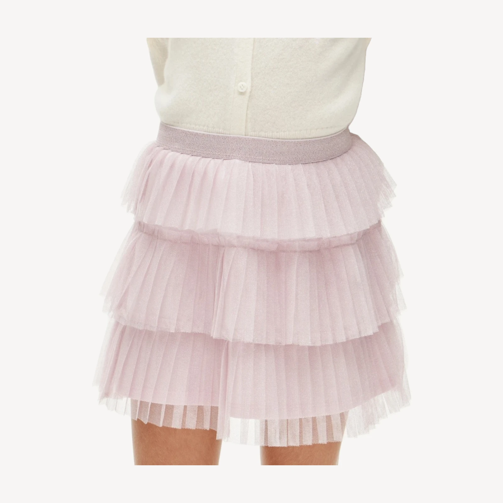 Girls' tiered skirt in Lurex® metallic threads tulle