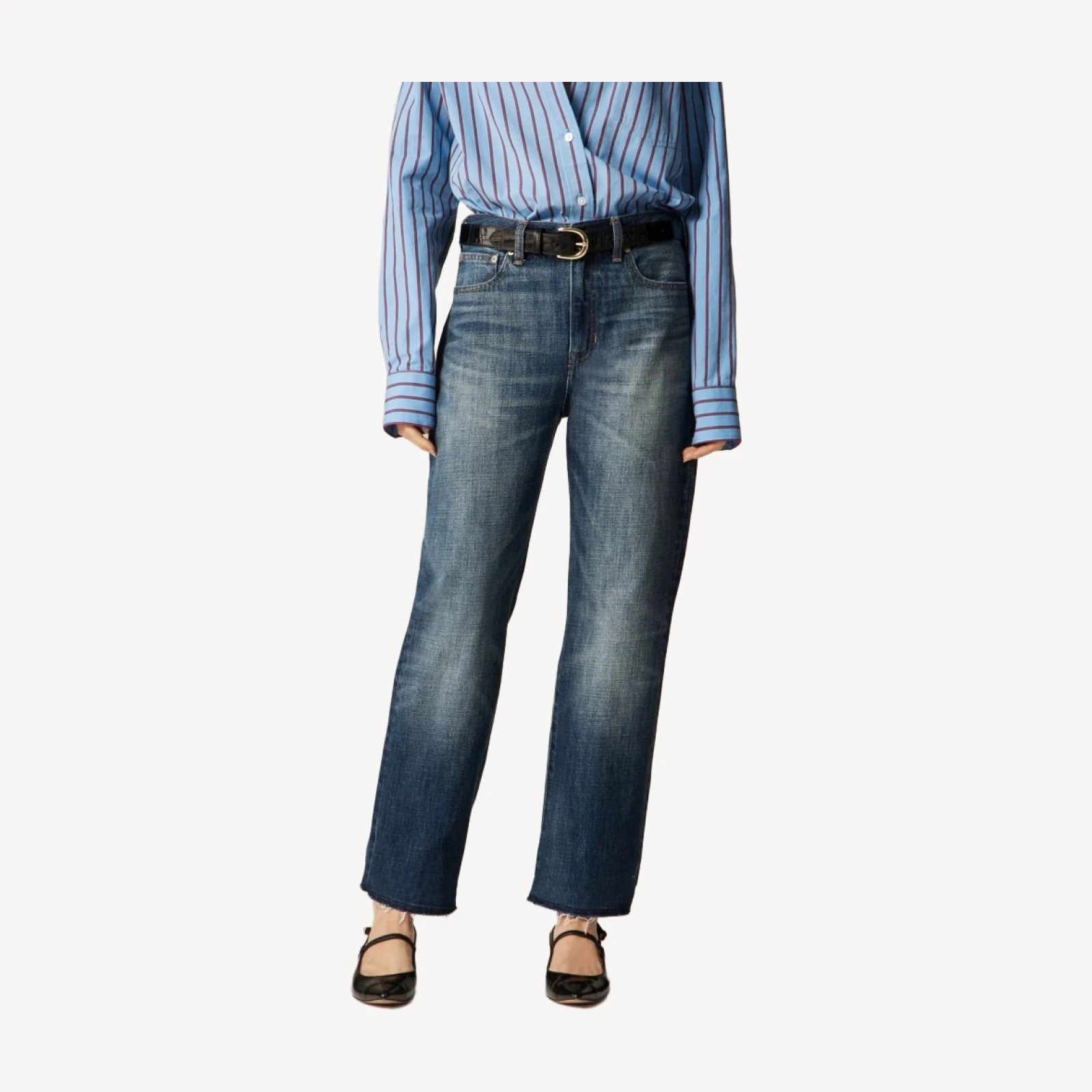 Nipped straight jean