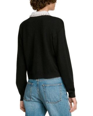 Sandro Fitzgerald Beaded Polo Collar Sweater