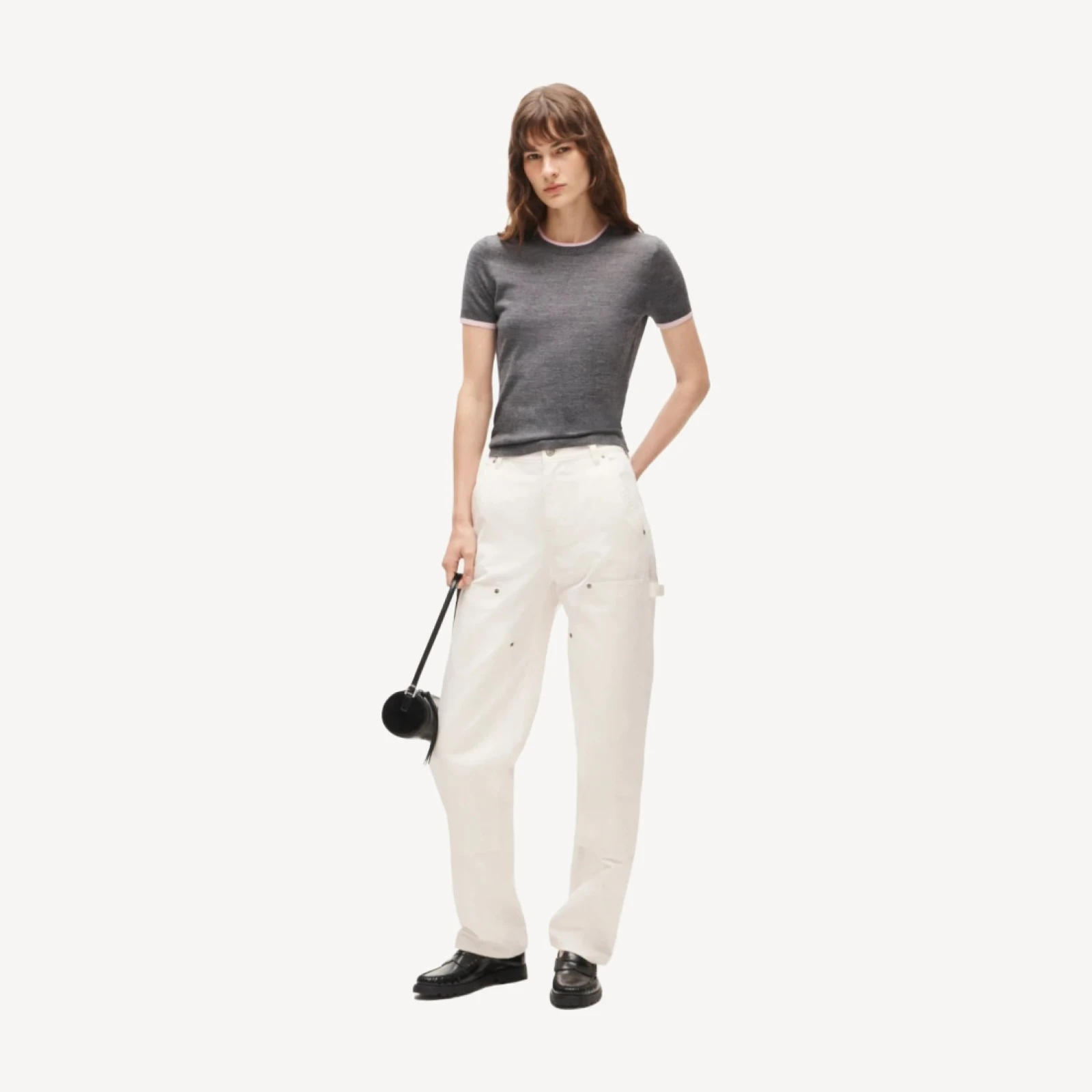 Sweater-tee in contrast-trim merino wool