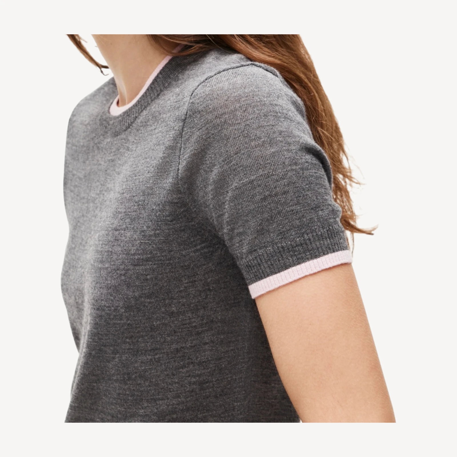 Sweater-tee in contrast-trim merino wool