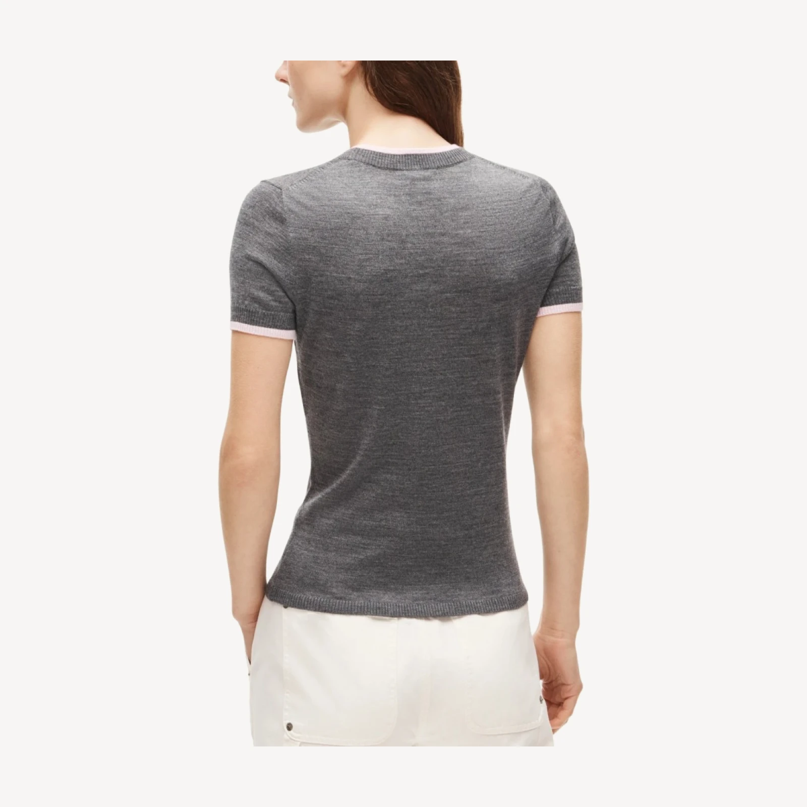 Sweater-tee in contrast-trim merino wool