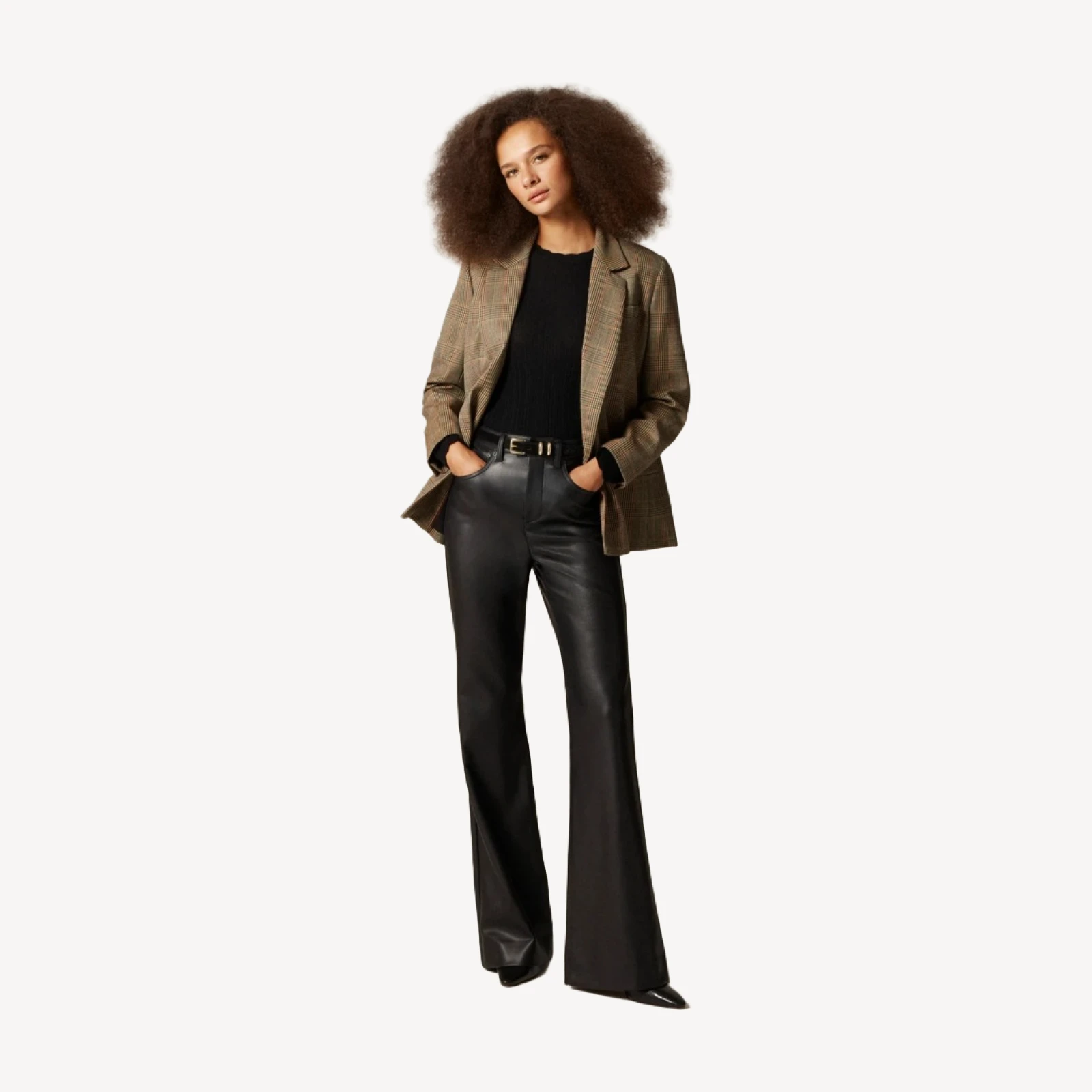 Vintage flare pant in faux leather
