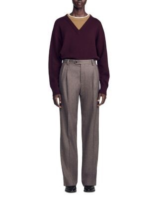 Sandro Everett Wool Tab Waist Pants