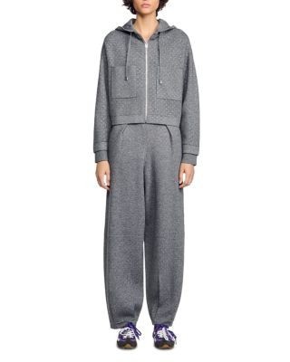 Sandro Luce Hooded Rhinestone Zip Cardigan