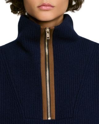 Sandro Mara Wool & Cashmere Half Zip Sweater