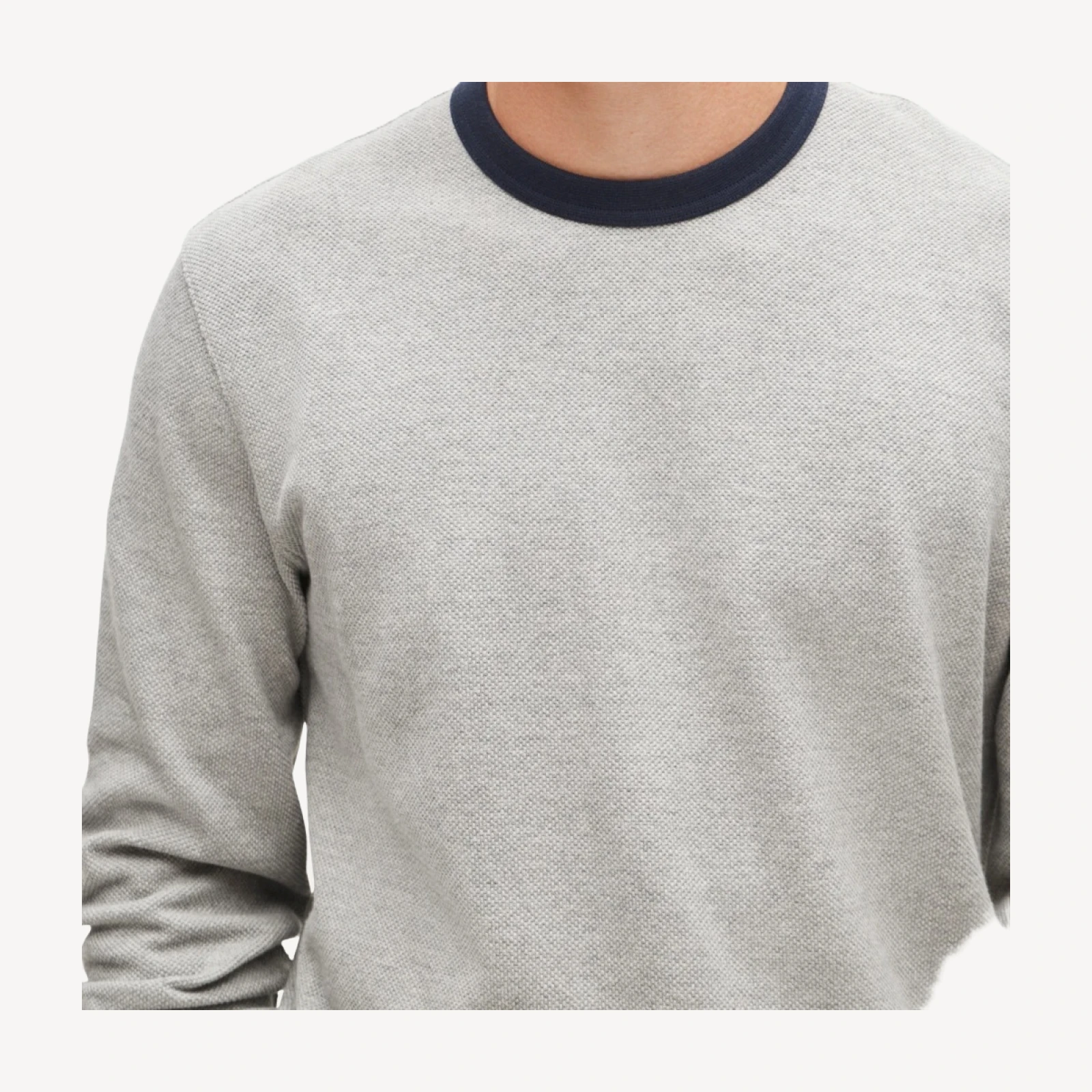 Long-sleeve macropiqué ringer T-shirt