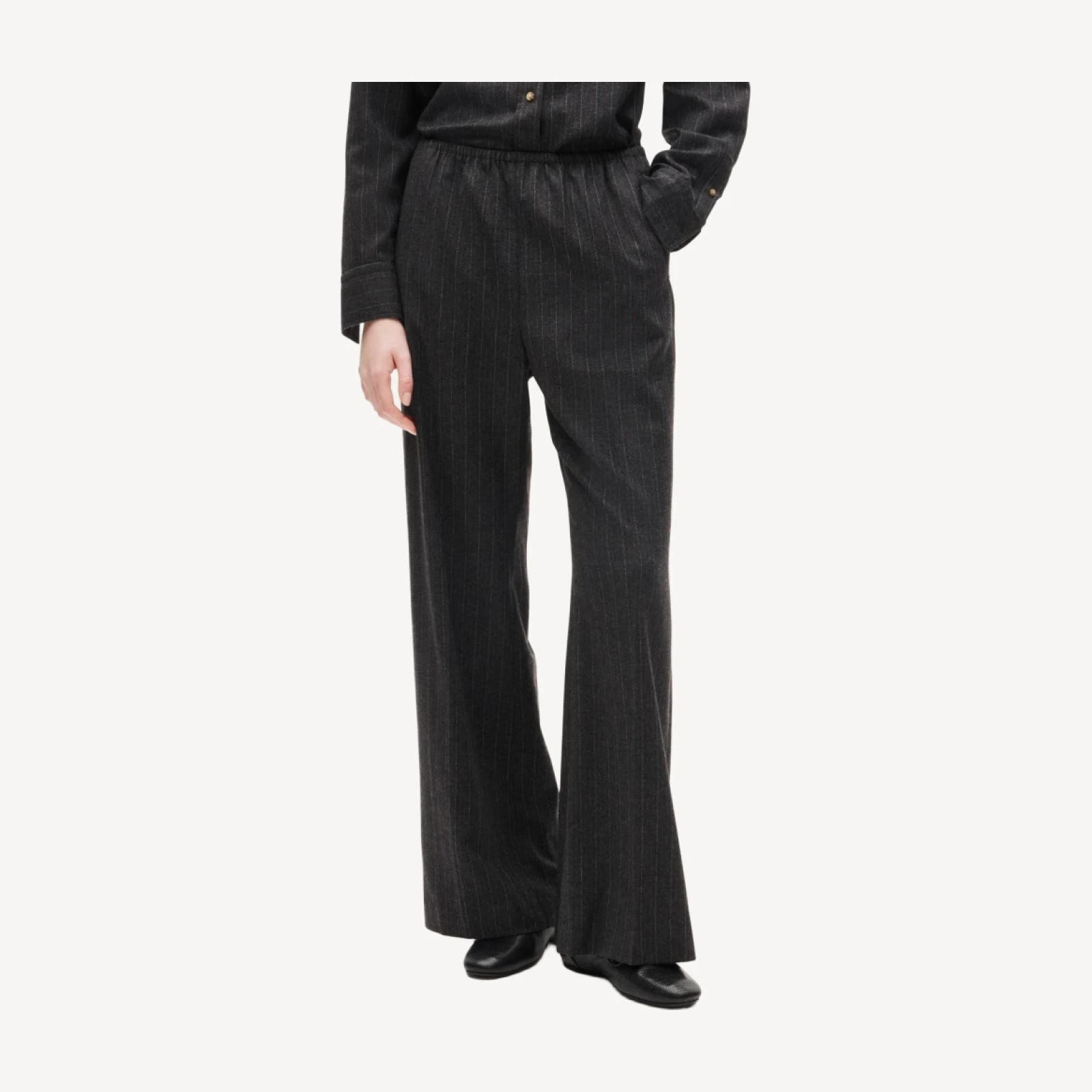 Cosmo pant in pinstriped Italian wool blend