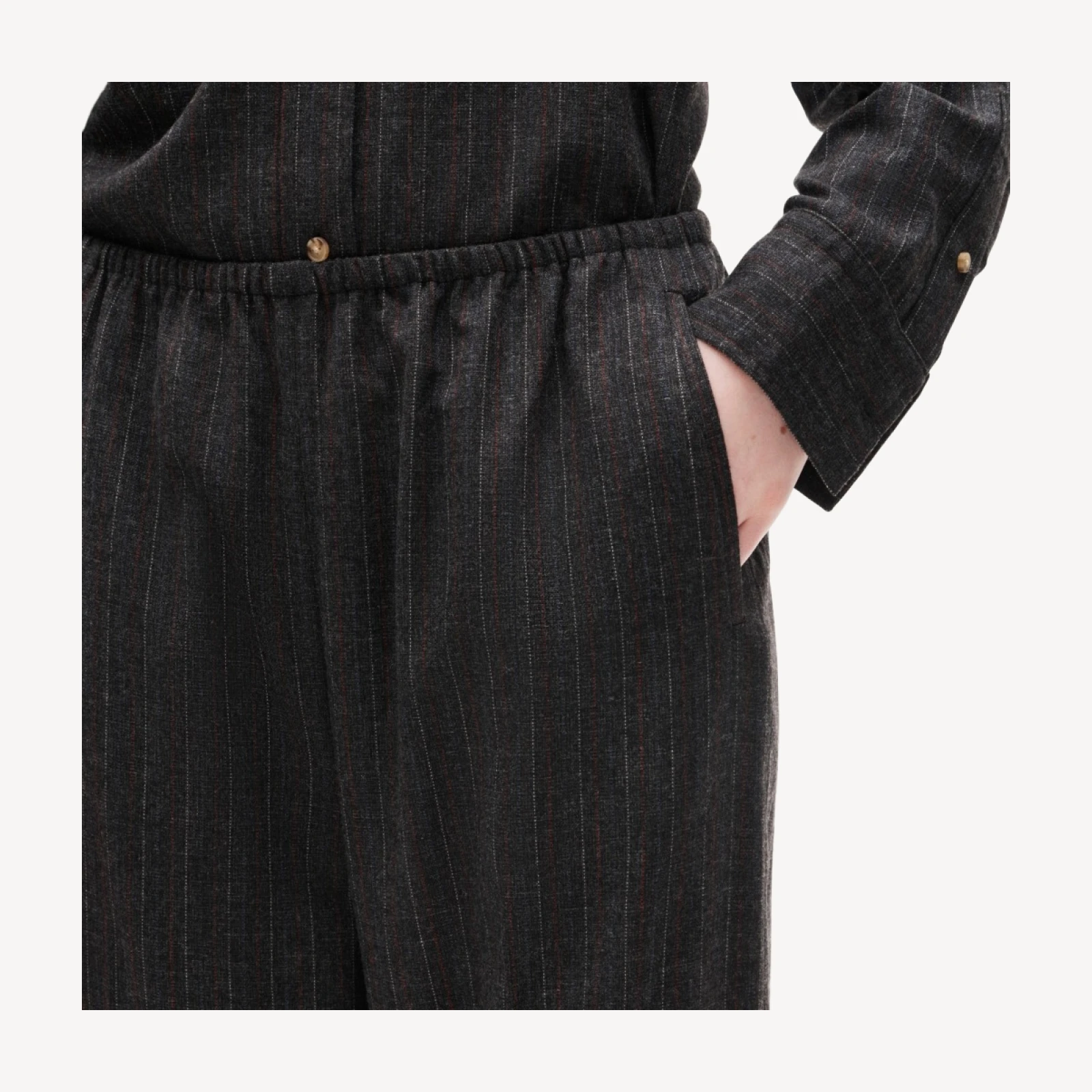 Cosmo pant in pinstriped Italian wool blend