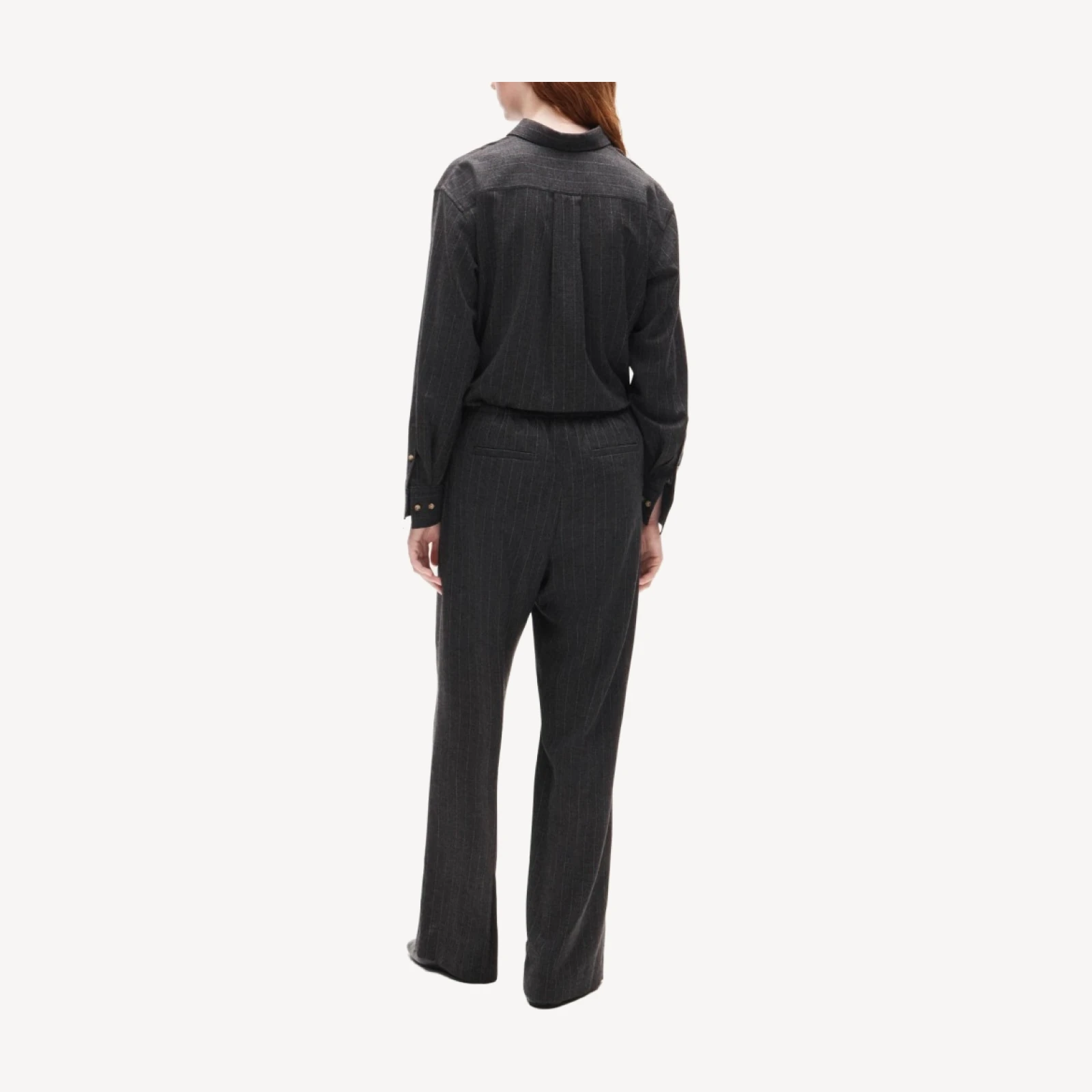 Cosmo pant in pinstriped Italian wool blend