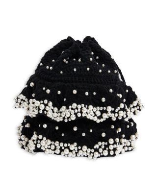 Sandro Beaded Velvet Bucket Bag
