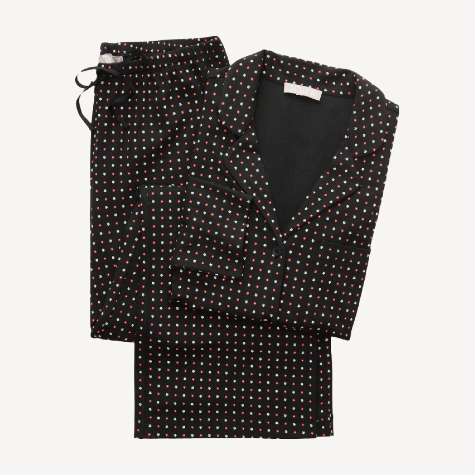 Dreamy rib long-sleeve pajama pant set in daisy print