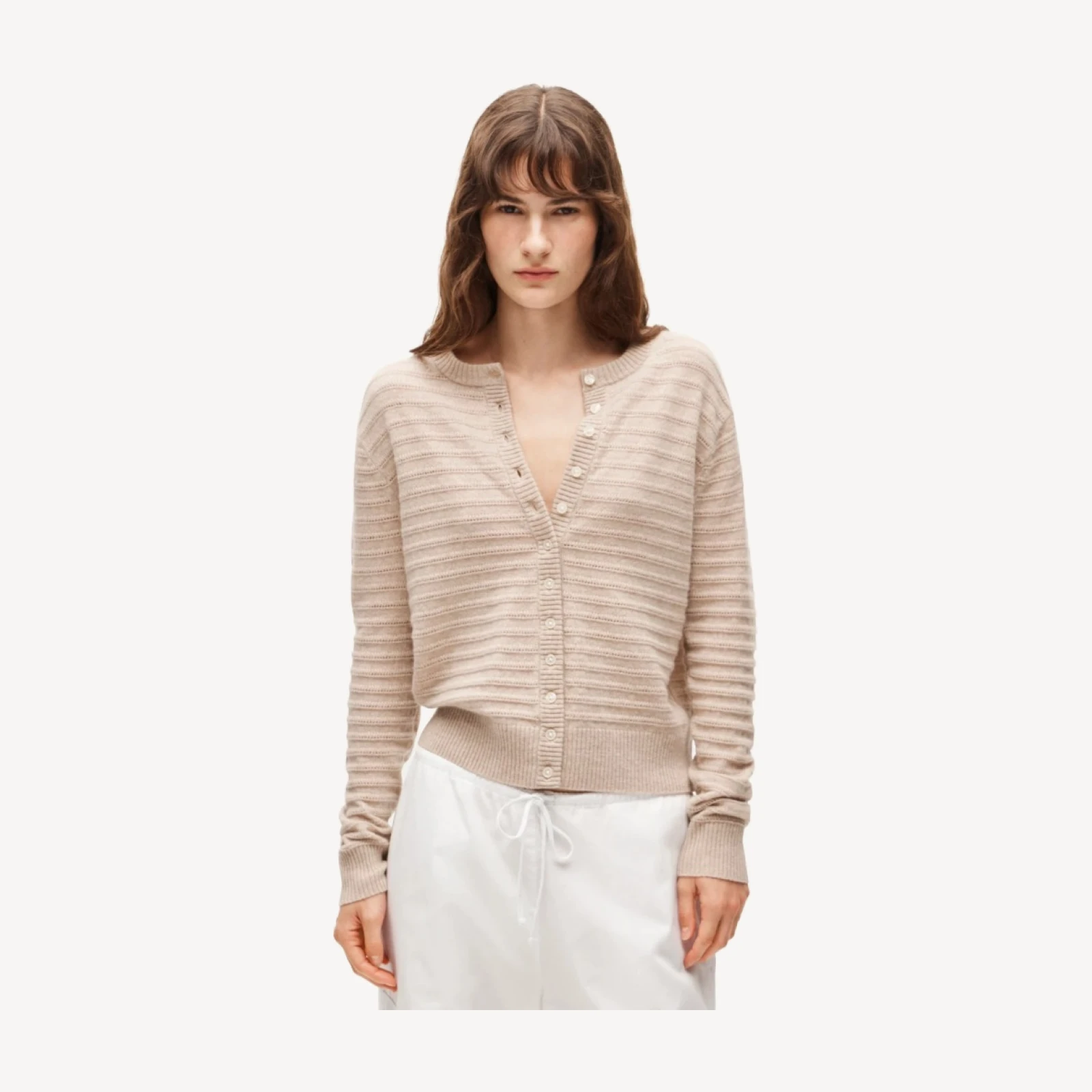 Perfect cashmere cardigan in pointelle-stitch