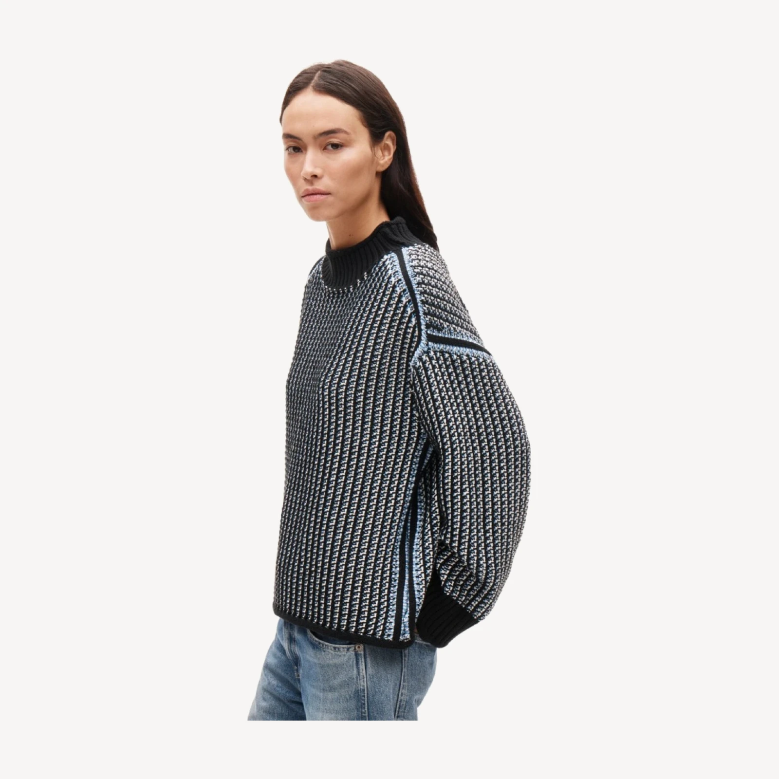 2025 Rollneck™ reversible sweater in tweed stitch