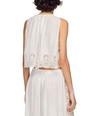 Sandro Crepon Crop Top