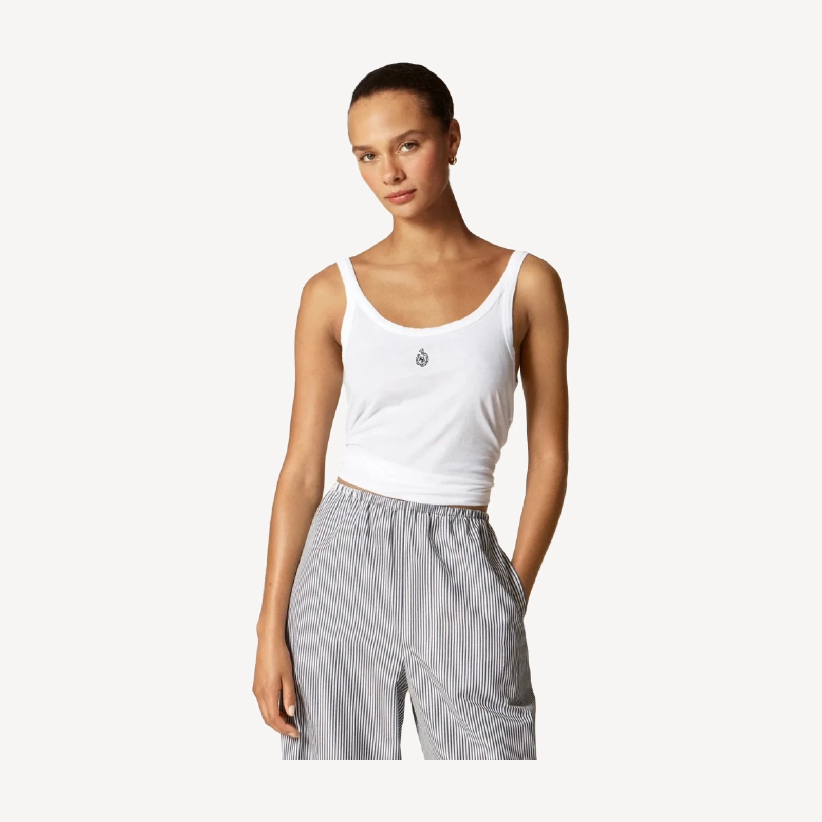 Masseria San Domenico X J.Crew embroidered tank top in feather jersey