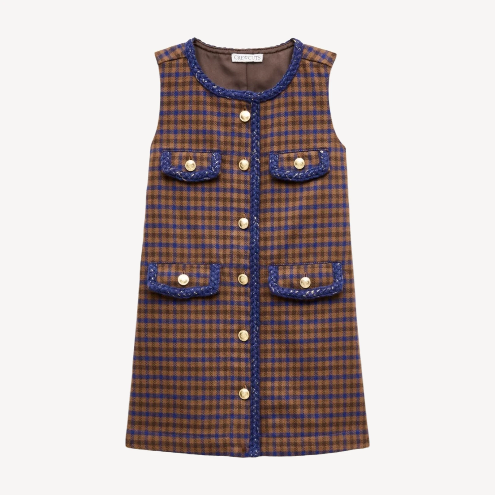 Girls' pinafore dress in houndstooth