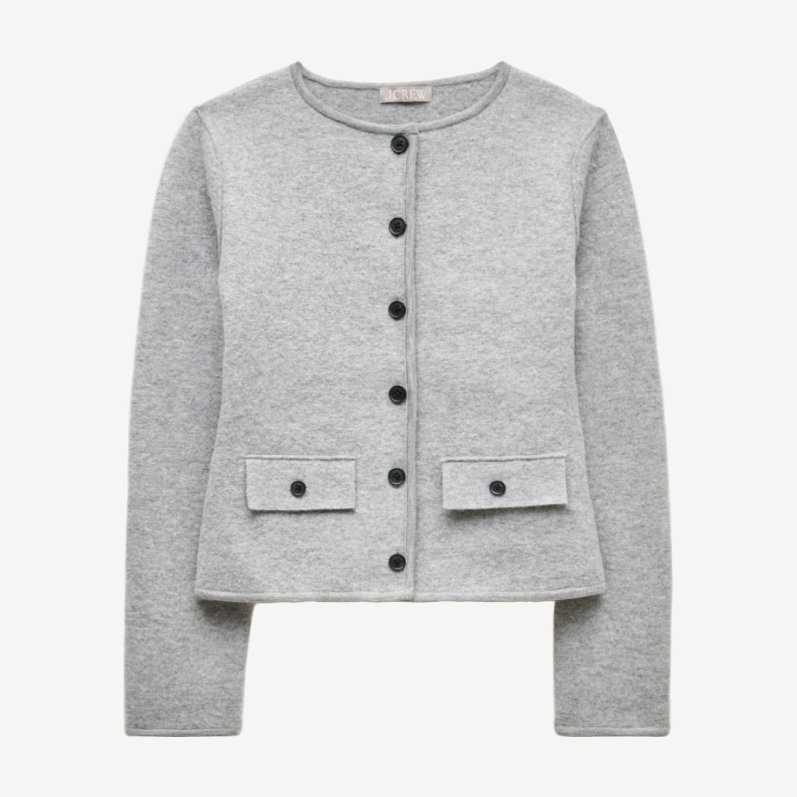 Boatneck sweater-jacket in boiled merino wool