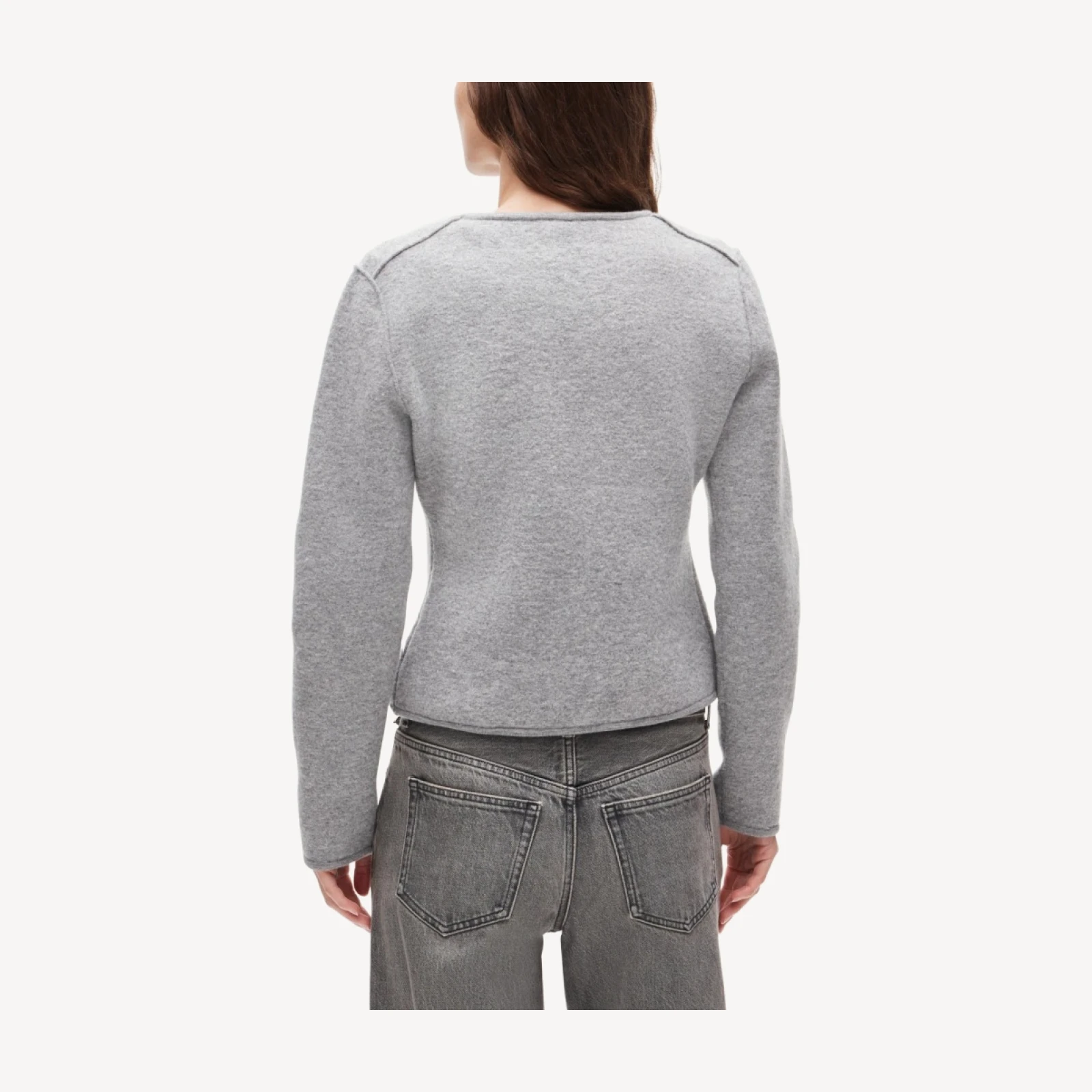 Boatneck sweater-jacket in boiled merino wool