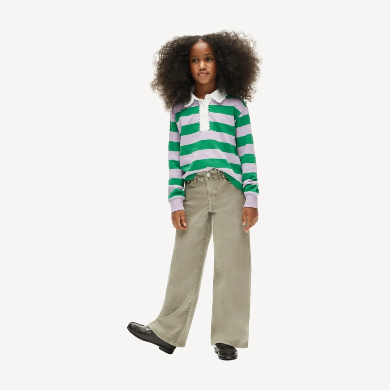 Girls' relaxed wide-leg jean in garment-dyed stretch denim