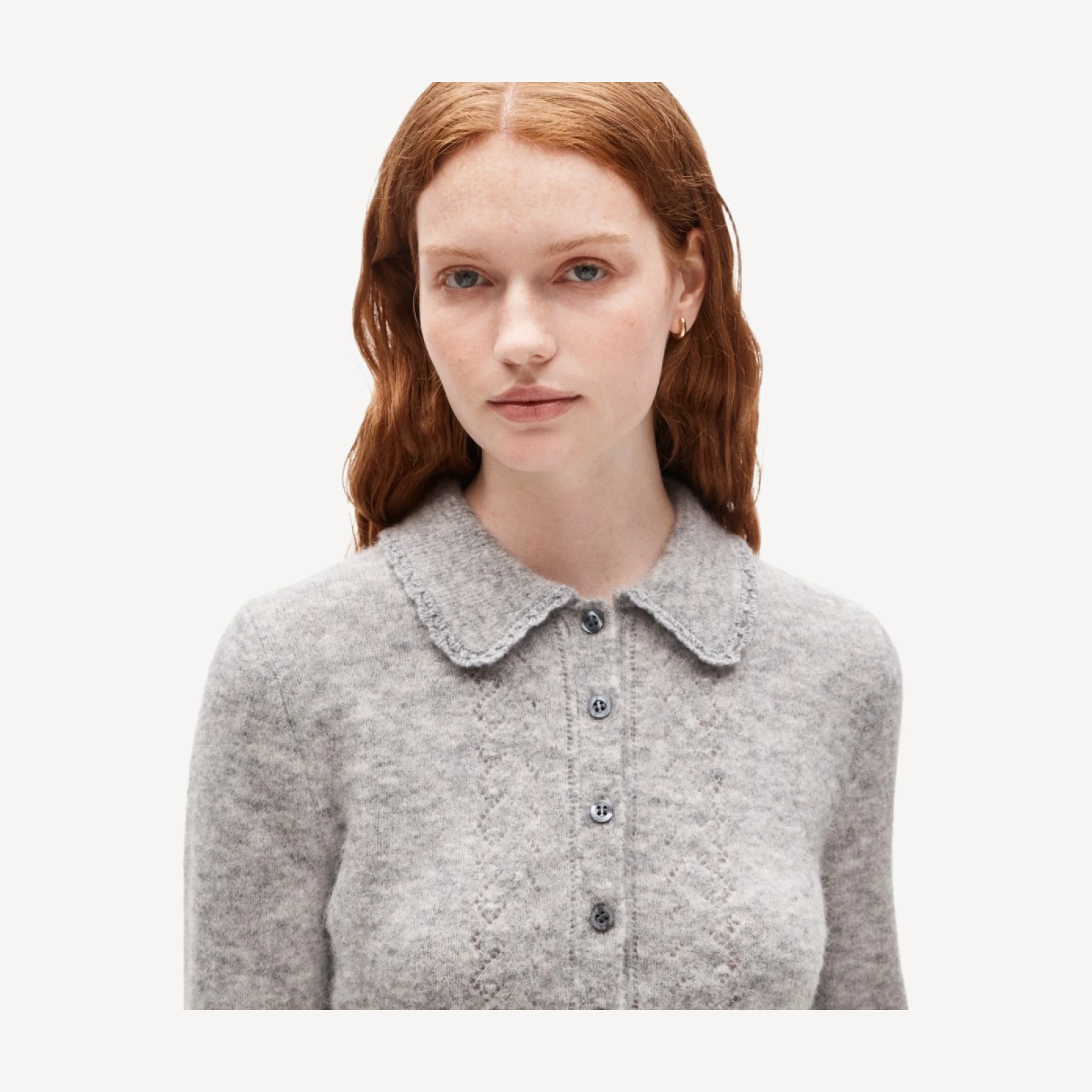 Pointelle cardigan in alpaca blend