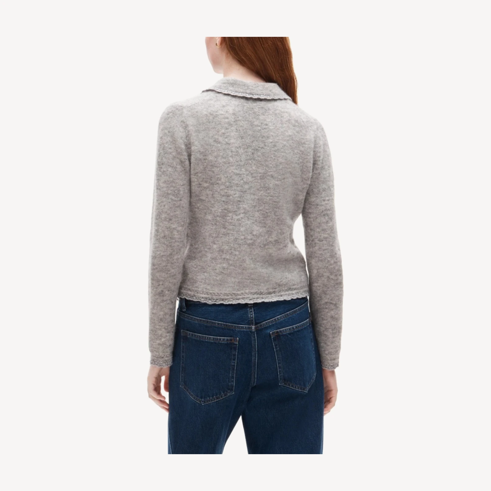 Pointelle cardigan in alpaca blend