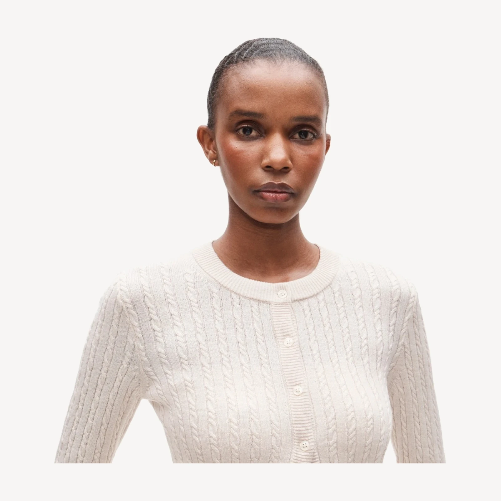 Cable-knit cardigan in merino wool blend