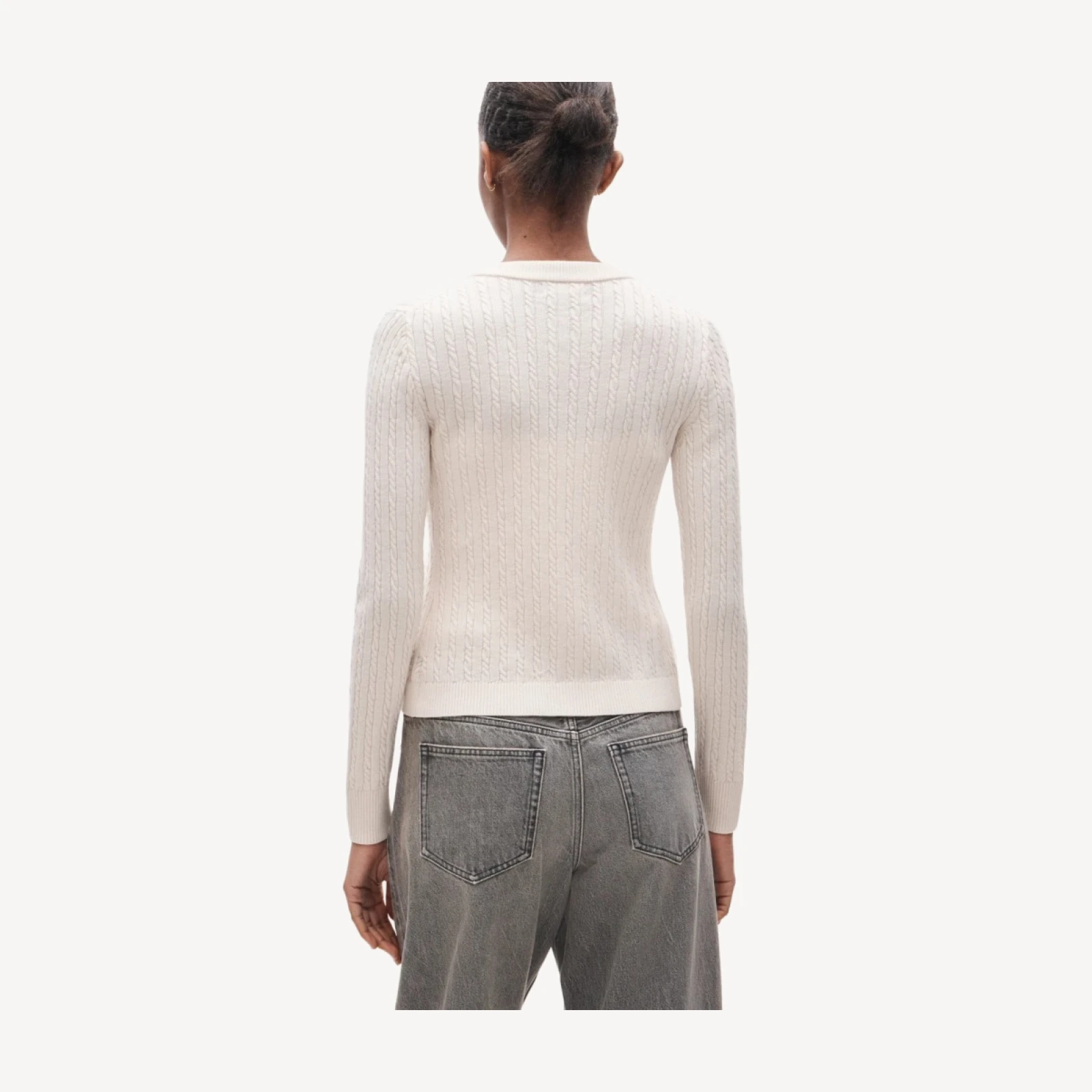 Cable-knit cardigan in merino wool blend