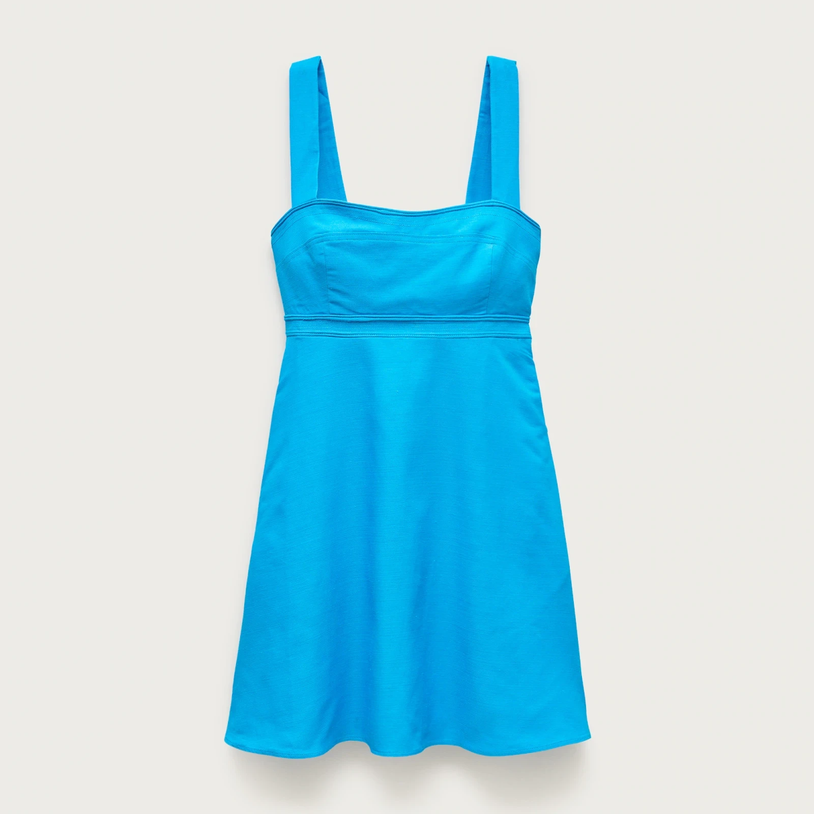 Empire-waist mini dress in Gramercy linen blend