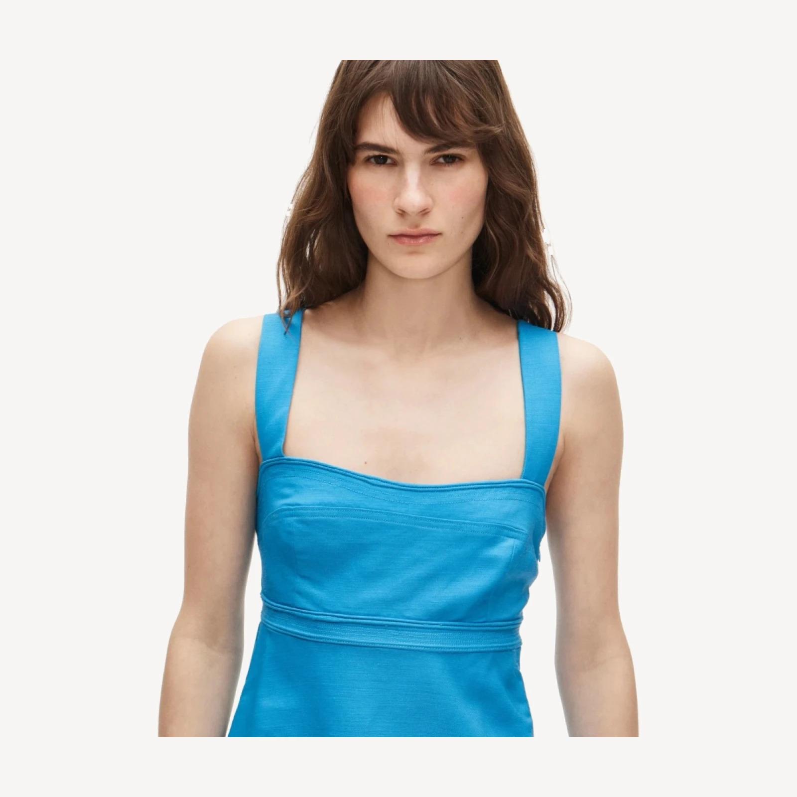 Empire-waist mini dress in Gramercy linen blend