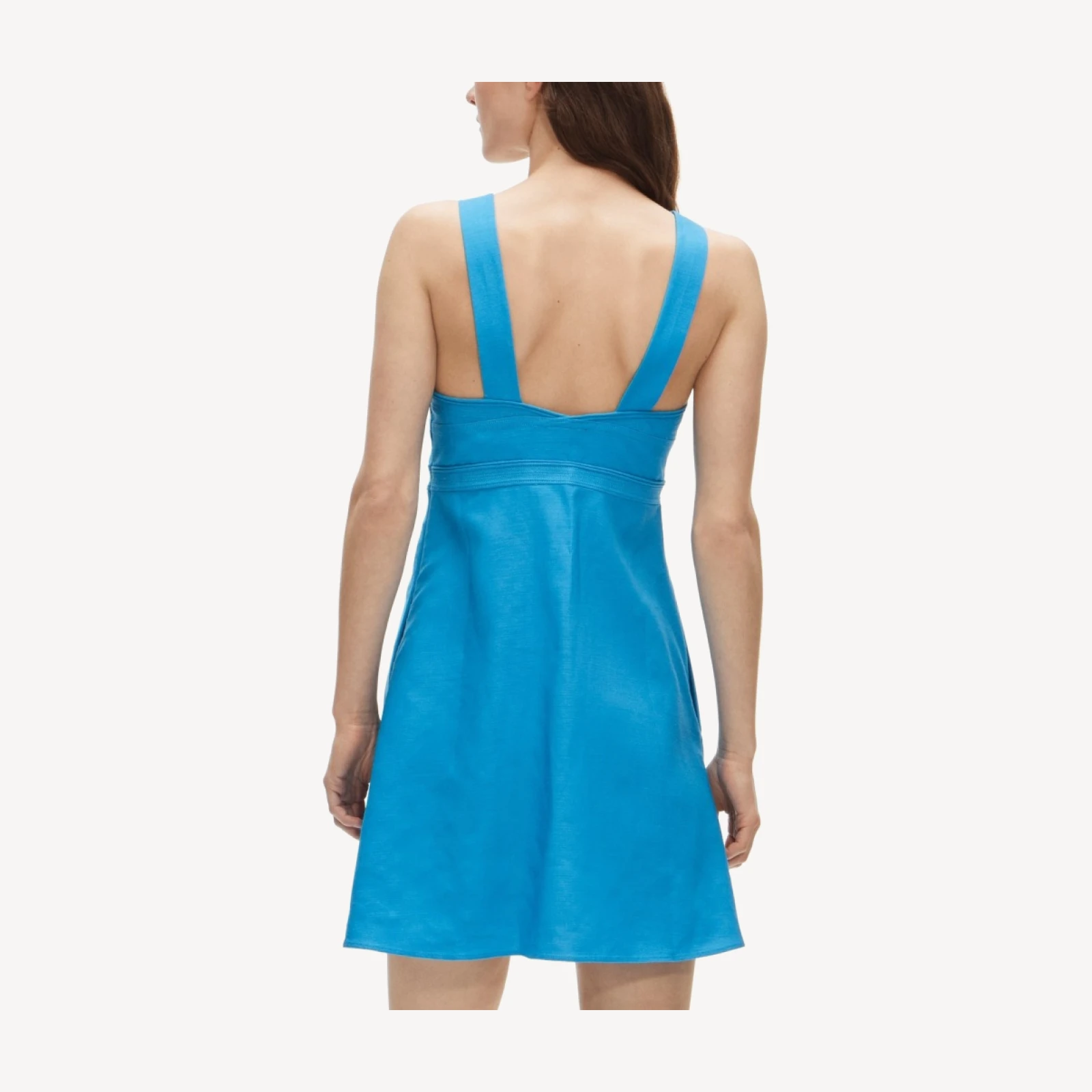 Empire-waist mini dress in Gramercy linen blend