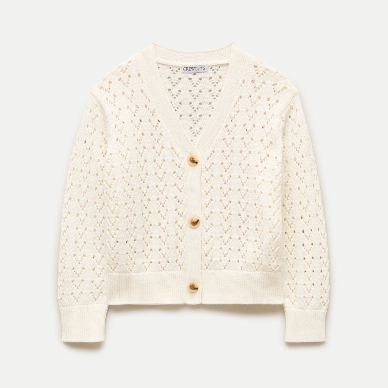 Girls' heart-pointelle cardigan