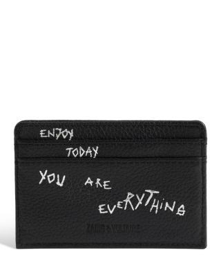 Zadig & Voltaire Zv Pass Graffiti Leather Card Holder
