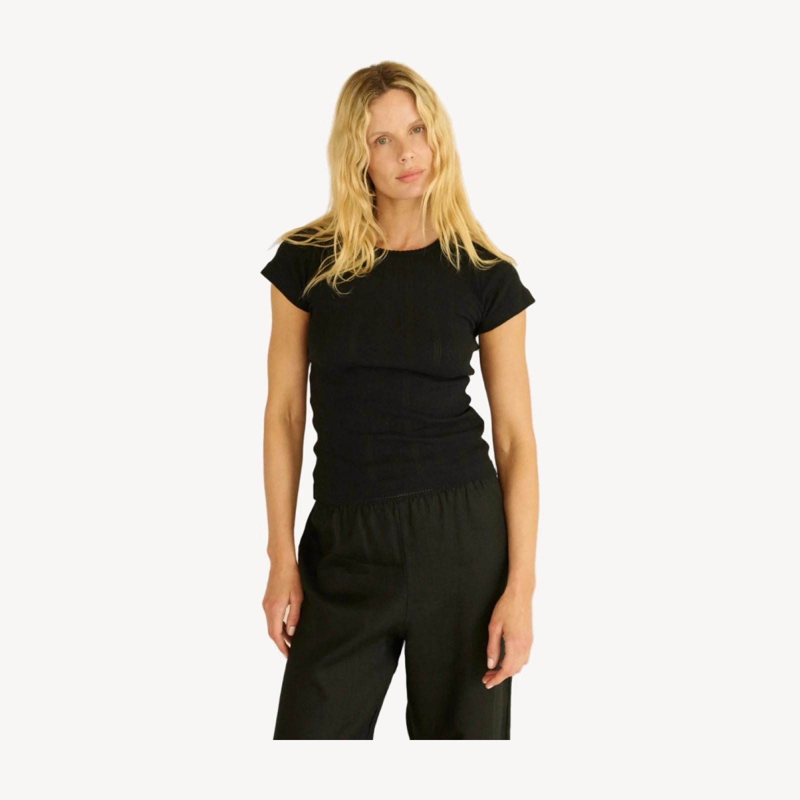 VIVI TEE -- BLACK QUELLE JOLIE POINTELLE