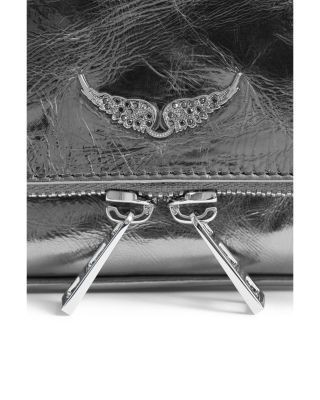 Zadig & Voltaire Rock Nano Vintage Effect Metallic Leather Clutch